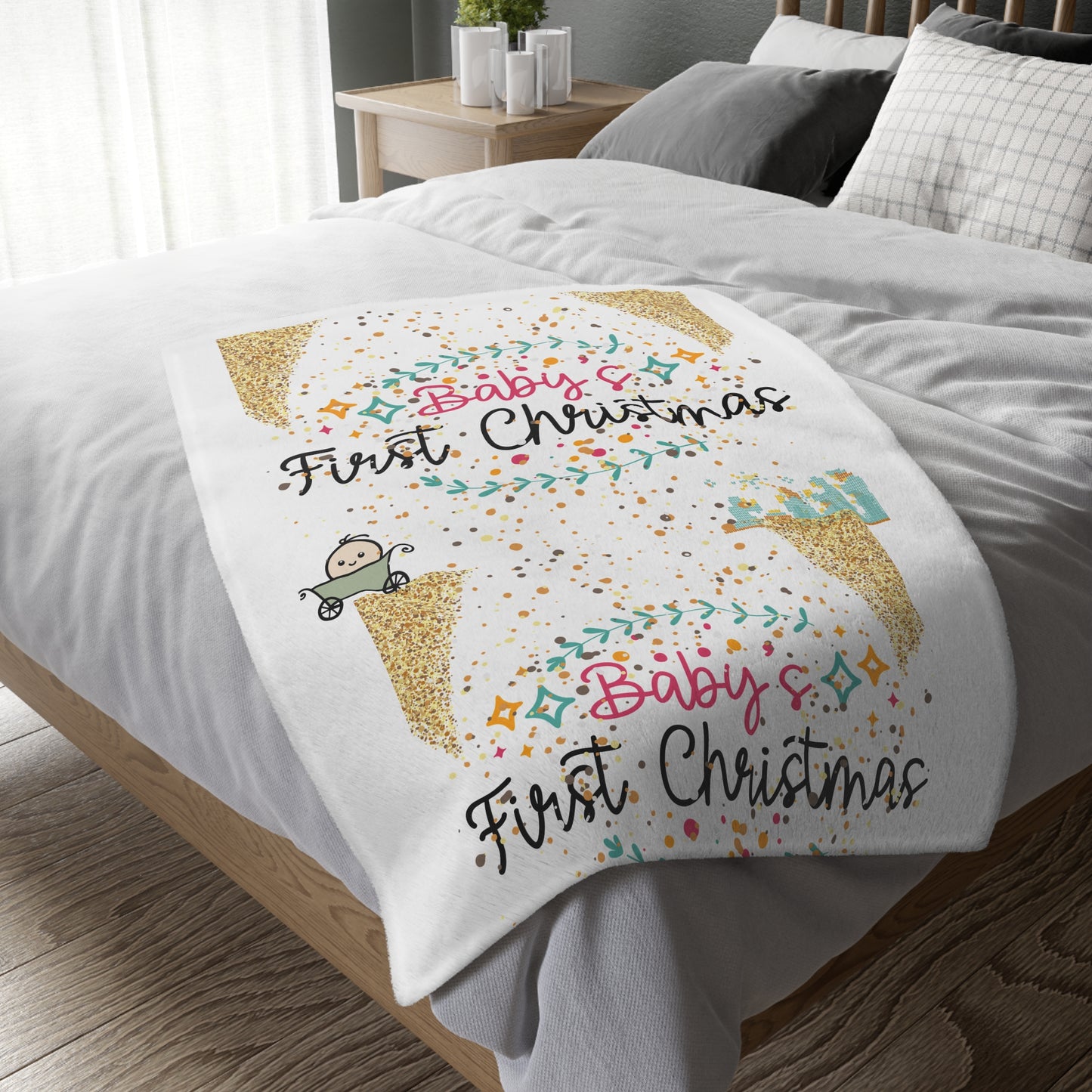 Baby's 1st Christmas Microfiber Blanket (Two-sided print) - LOLA